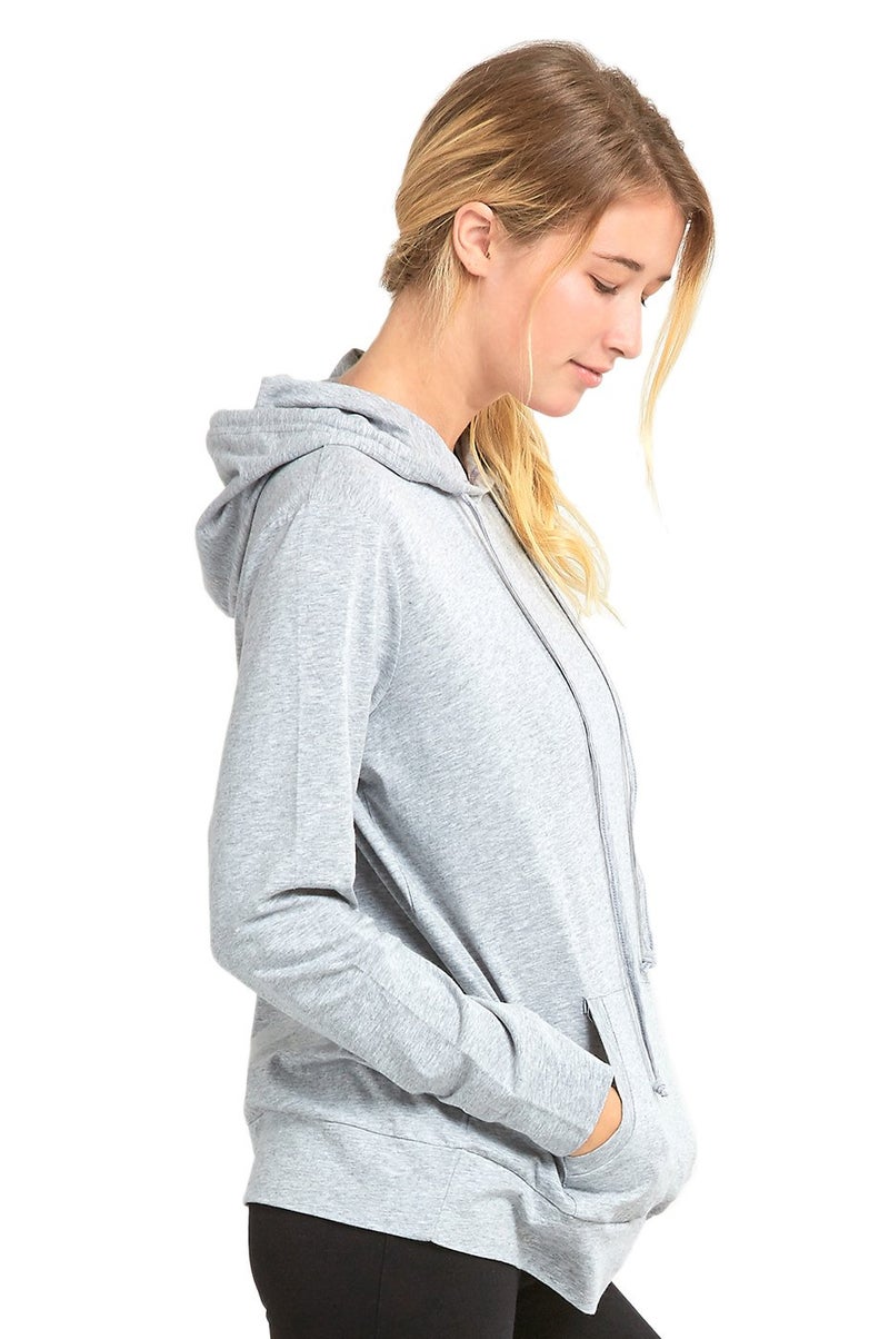 Sofra Women's Thin Cotton Pullover Hoodie Sweater (S, Heather Grey) - Image 3