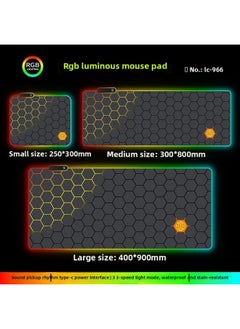 RGB Luminous Mouse Pad Computer Keyboard Hand-held Desktop Pad Oversized Game E-sports Pad Thickened Internet Cafe Table Pad-Color:300*800mm-Pattern:Upgraded Version Of Pickup Rhythm-lc966