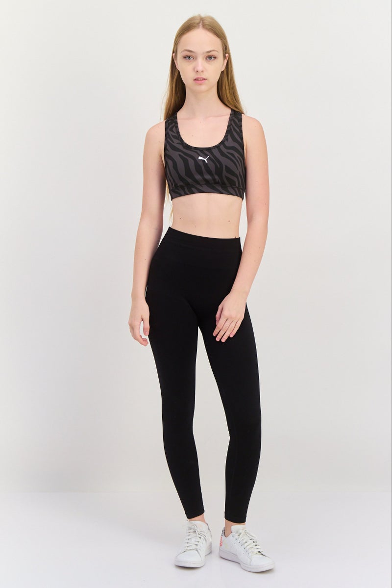 PUMA Women Padded Zebra Print Sports Bra, Black - Image 2