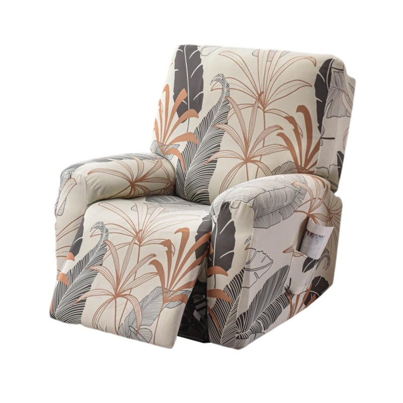 FUANGUI Recliner Chair Cover 4-Pieces Lazyboy Cover for Recliner Chair with Storage Pockets Furniture Protector for Living Room, Jacquard Sofa Slipcover for Kids, Pets, Dog and Cat, 06 - Image 1