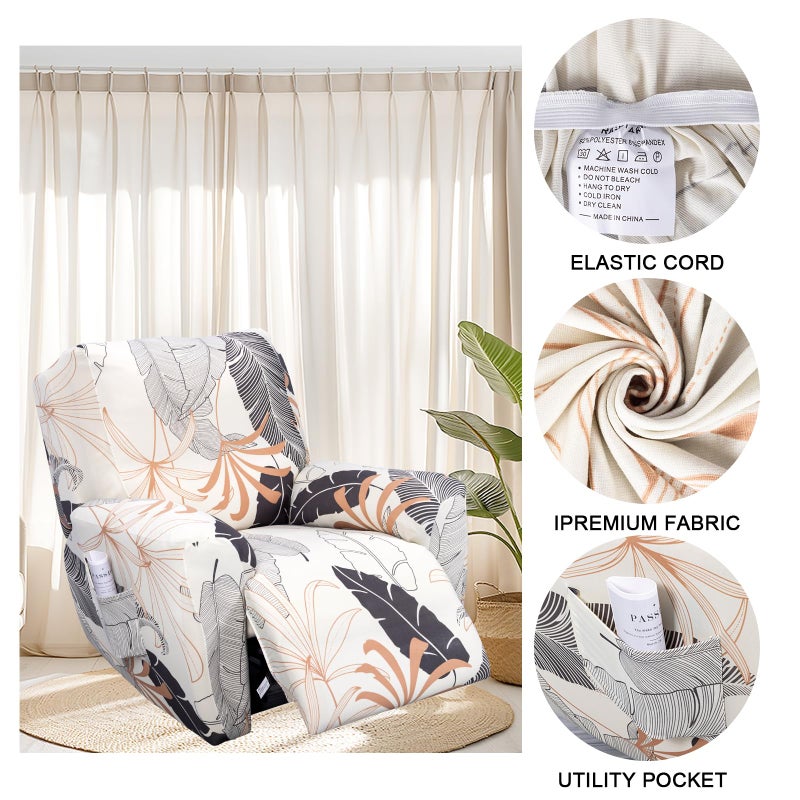 FUANGUI Recliner Chair Cover 4-Pieces Lazyboy Cover for Recliner Chair with Storage Pockets Furniture Protector for Living Room, Jacquard Sofa Slipcover for Kids, Pets, Dog and Cat, 06 - Image 3