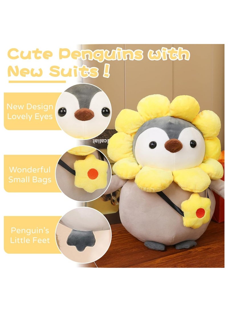 SOLARAE Penguin Stuffed Animals Plush 9.8 inch Cute Stuffed Animal Penguin with Sunflower Outfit Gifts for Kids for Animal Themed Parties Teacher Student Award Animal Toys - Image 3