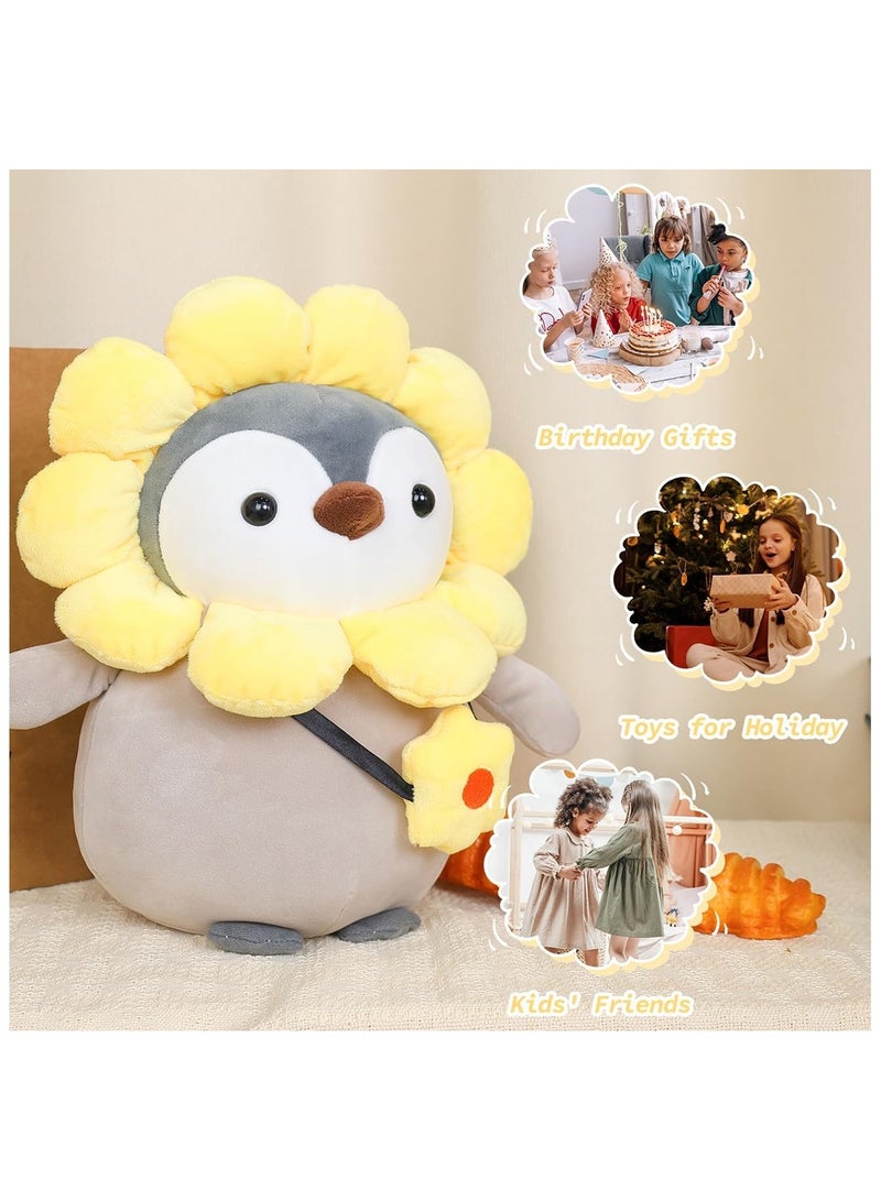 SOLARAE Penguin Stuffed Animals Plush 9.8 inch Cute Stuffed Animal Penguin with Sunflower Outfit Gifts for Kids for Animal Themed Parties Teacher Student Award Animal Toys - Image 2