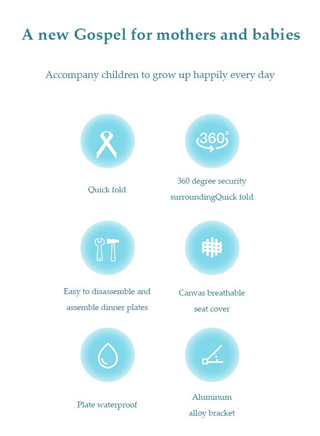 DUNISO Baby Travel Booster Seat, compact toddler feeding chair, portable children's dining chair，with detachable tray and seat belt, suitable for indoor and outdoor use, camping, beach, lawn use - Image 2