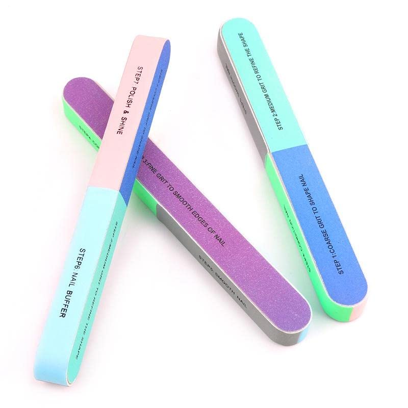 Elecsera 7 Ways Nail Buffer Block Shiner FilerNail Filer Color may Vary Set of 3