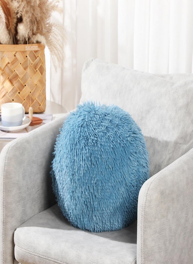 Harrycle 2 Pieces Round Plush Ball Throw Pillow Soft Circle Decorative Spherical Fuzzy Pillows 10 Inch for Bedroom Living Room Office School Couch Chair Bed Decorations(Blue) - Image 5