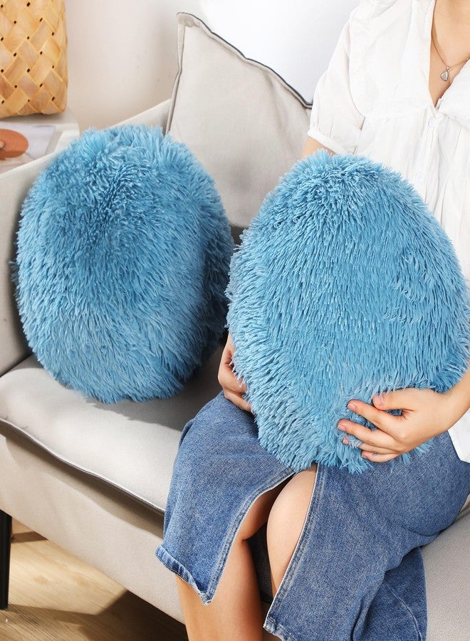 Harrycle 2 Pieces Round Plush Ball Throw Pillow Soft Circle Decorative Spherical Fuzzy Pillows 10 Inch for Bedroom Living Room Office School Couch Chair Bed Decorations(Blue) - Image 3