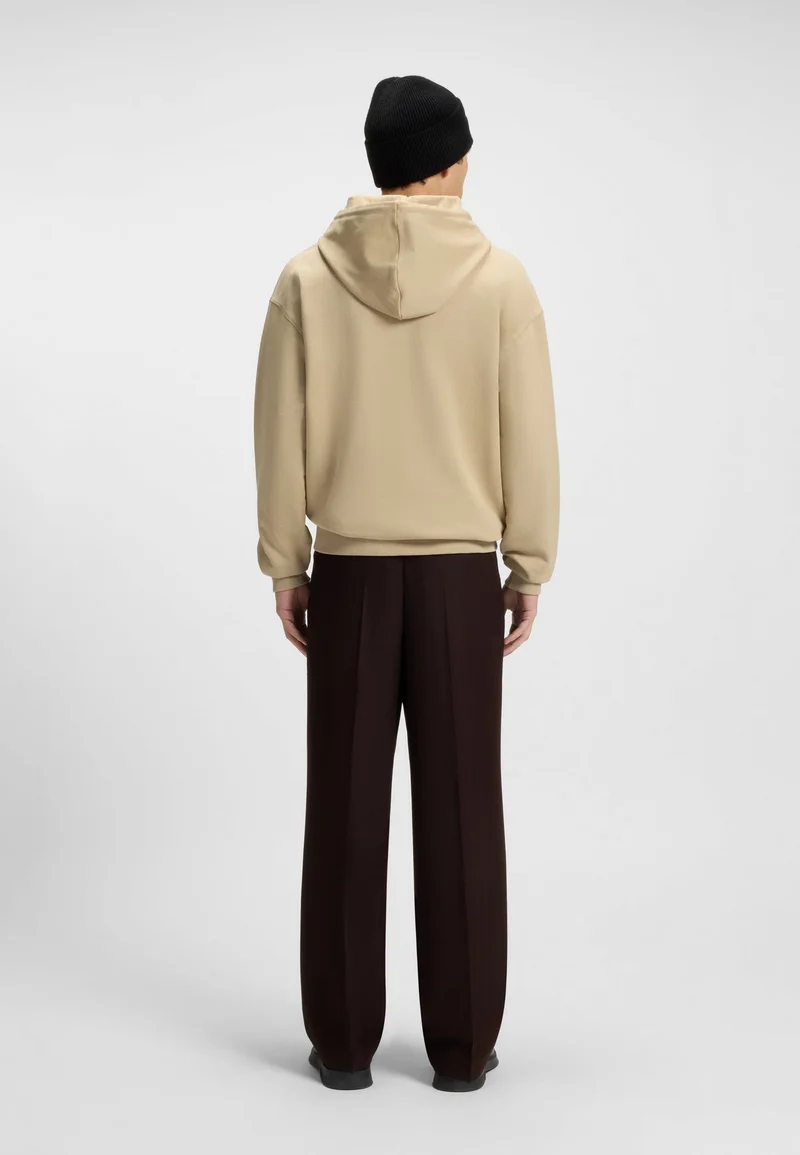 HUGO Relaxed-fit hoodie in cotton terry with split logo