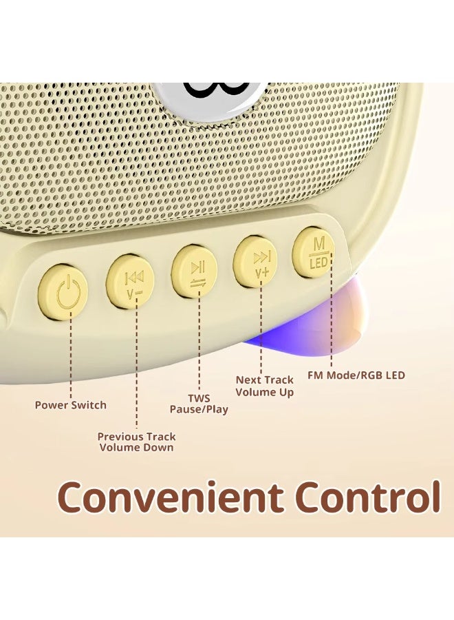 مكبر صوت عالي الجودة للأطفال بحجم 3 بوصات مزود بتقنية بلوتوث وميكروفونين لاسلكيين وأنماط إضاءة LED RGB - Image 5