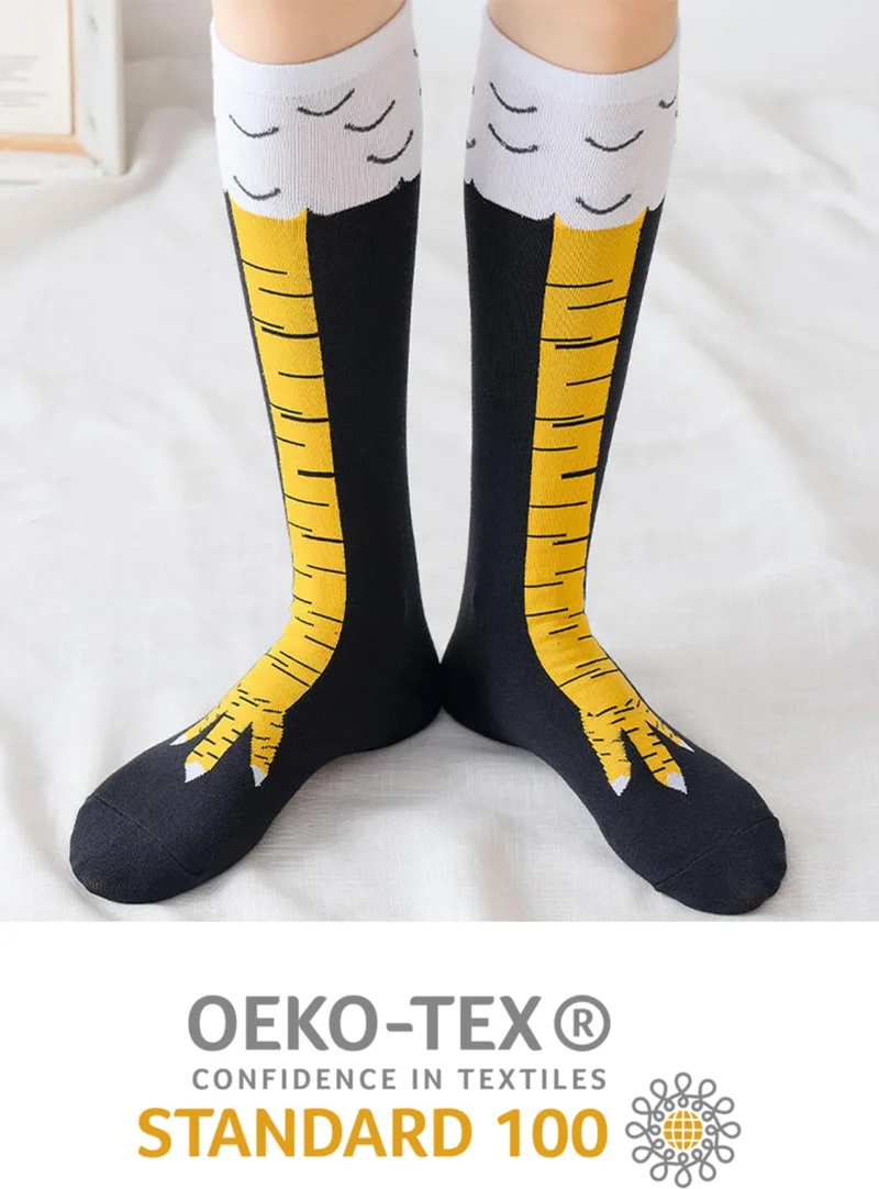 Bgk Single Children's Chicken Feet Patterned Knee-high Socks