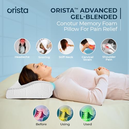 Orista™ Advance Gel Blended Cervical Memory Foam Pillow | 2 Year Warranty |Orthopedic Neck & Shoulder Support Pillow for Sleeping | Improves Posture & Spinal Alignment | 19 x 12 x 4 Inch | Set of 1 - Image 4