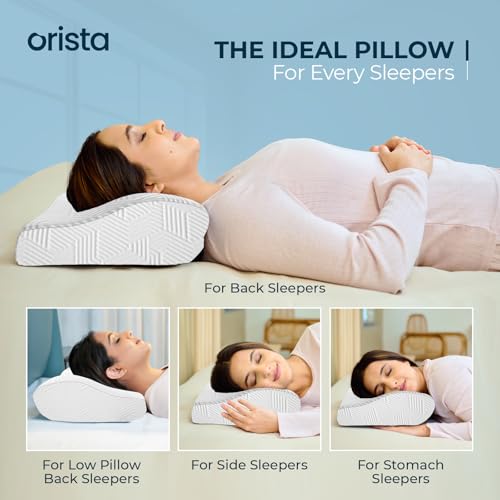 Orista™ Advance Gel Blended Cervical Memory Foam Pillow | 2 Year Warranty |Orthopedic Neck & Shoulder Support Pillow for Sleeping | Improves Posture & Spinal Alignment | 19 x 12 x 4 Inch | Set of 1 - Image 5