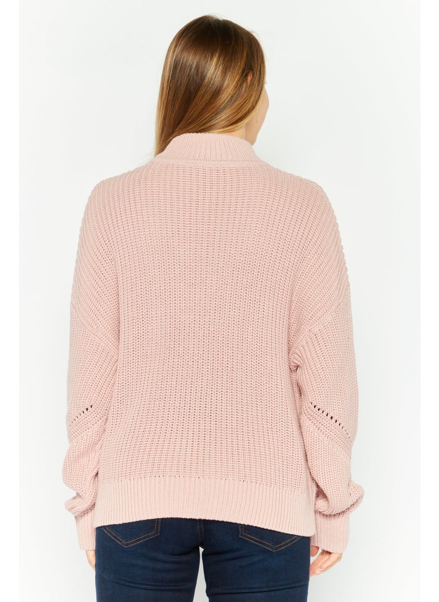 HUGO by Hugo Boss Women High Neck Textured Sweater, Pink  - Image 2