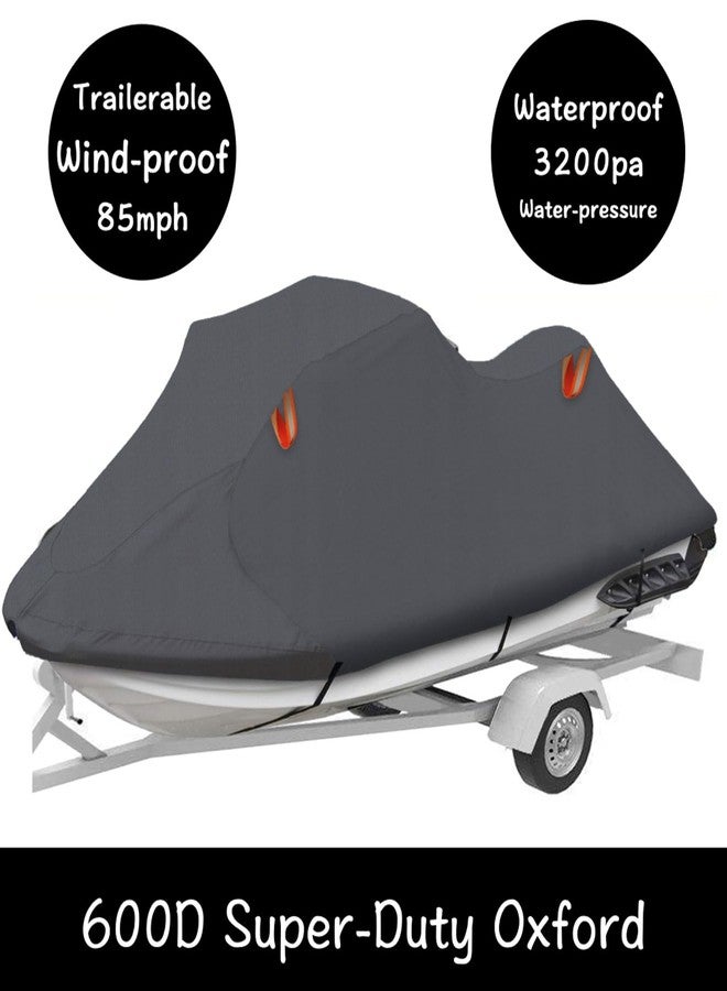 Urby Trailerable Jet Ski Cover, Waterproof 600D Super Duty Oxford PWC Cover with Enhanced Wind-Proof System, Universal Fit Compatible with Yamaha SeaDoo and Other Brands.2 Seater 135" - Image 2