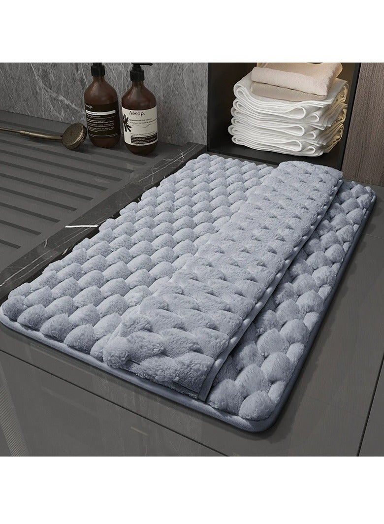 KYD Quick-Dry 2-in-1 Memory Foam Bath Mat - Non-Slip Absorbent Shower Rug for Bathroom Floor, Machine Washable, 80x50cm, Soft & Safe for Kids/Pets (Grey) - Image 1
