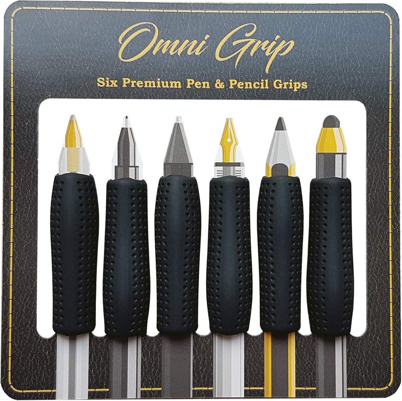 Chrome Cherry Omni Grip 6 Pack with Pen and Pencil Comfort Grips - Image 1