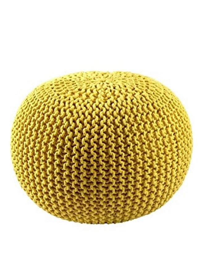 Bezzilish Home Pouf for Living Room Sitting Round Ottoman Bean Filled Stool for Foot Rest Home Furniture Rope Twisted Yellow Bean Bag - (Pack of 1) - Image 1