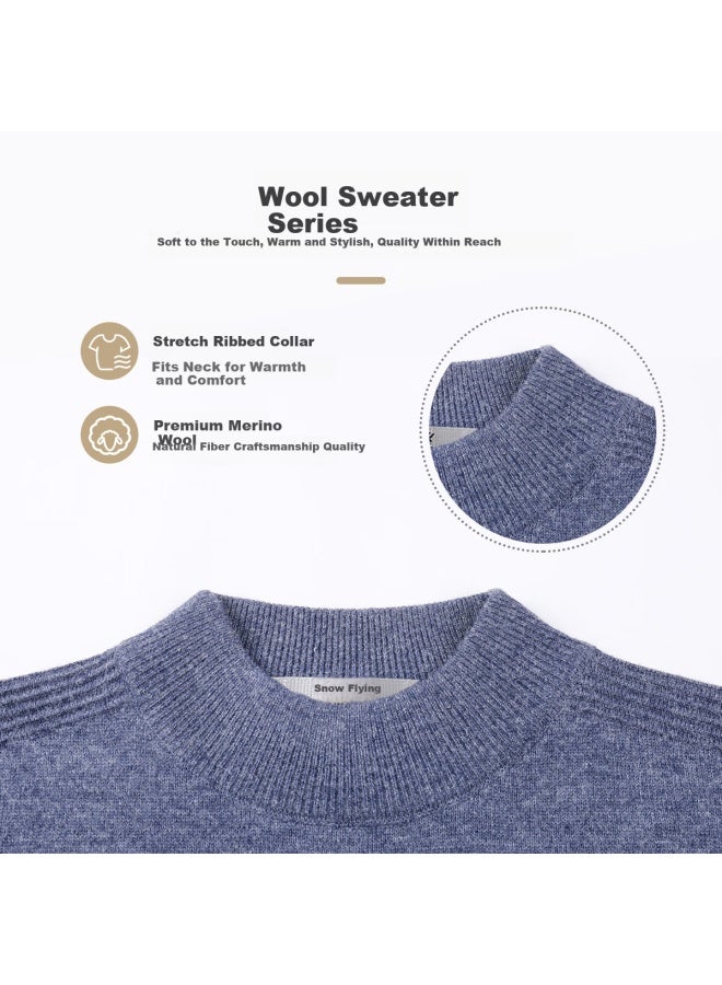 Snowflying Men's Autumn Winter Half Turtleneck Loose Fit Thick Warm Knit Sweater With Merino Wool Business Base Layer