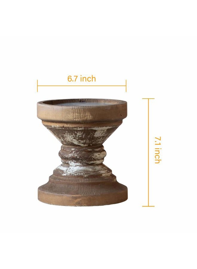 Sofe Farmhouse Antique Candle Holder for Pillar Candle, Vintage Wooden Pillar Candle Holder,Rustic Candlestick Holder for Table Centerpiece,Coffee Table Decor (6.7" x 6.7" x 7.1") - Image 5