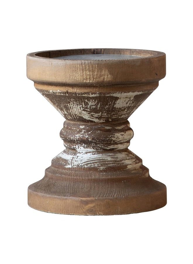 Sofe Farmhouse Antique Candle Holder for Pillar Candle, Vintage Wooden Pillar Candle Holder,Rustic Candlestick Holder for Table Centerpiece,Coffee Table Decor (6.7" x 6.7" x 7.1") - Image 3