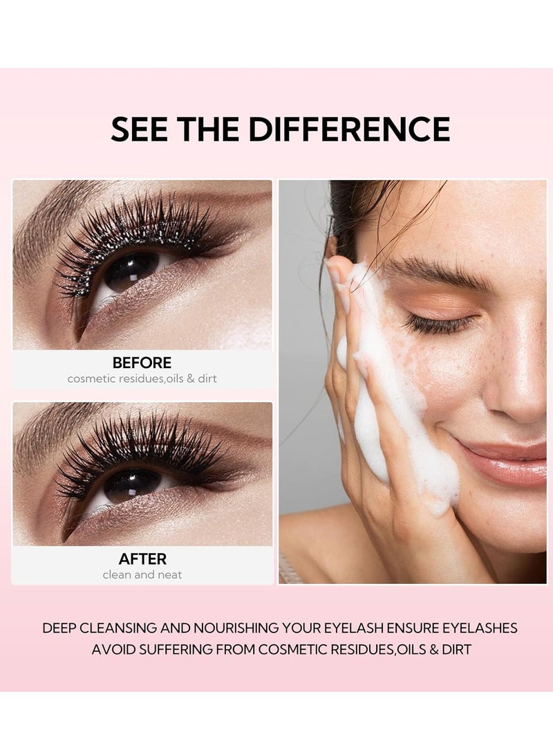 Breylee BREYLEE Shampoo for Lash Extensions, 60ml+Rinse Bottle+Brushes, Eyelash Extension Cleanser, Lash Wash Bath, Lash Cleaner for Makeup Cleansing Foams, Paraben & Sulfate Free for Salon and Home Use  - Image 3