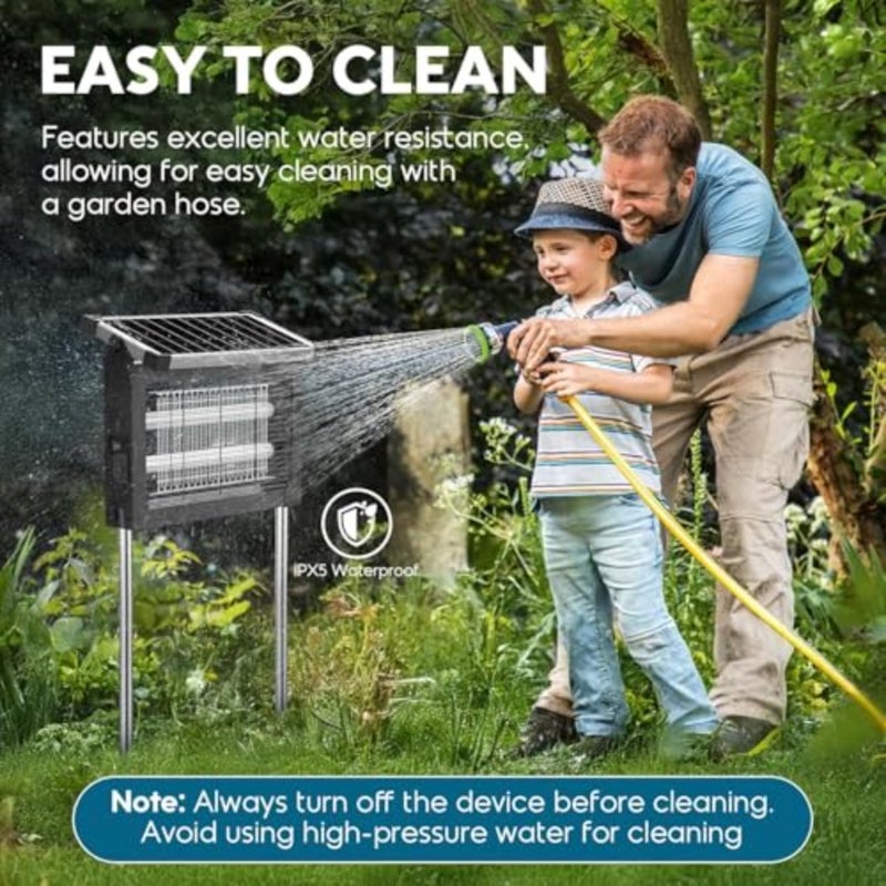 Solar Bug Zapper Outdoor 4500V Rechargeable Mosquito Zapper 4000mAh Battery Indoor Outdoor Use Waterproof for Patio, Garden, Camping - Image 2