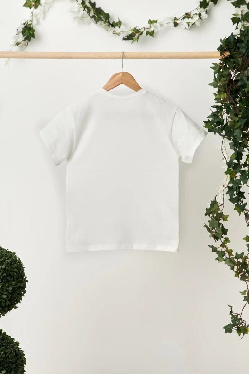 بيبيجيز White Girl's Short Sleeve Crew Neck Anti-Sweat, Comfortable Cotton Combed Cotton T-Shirt