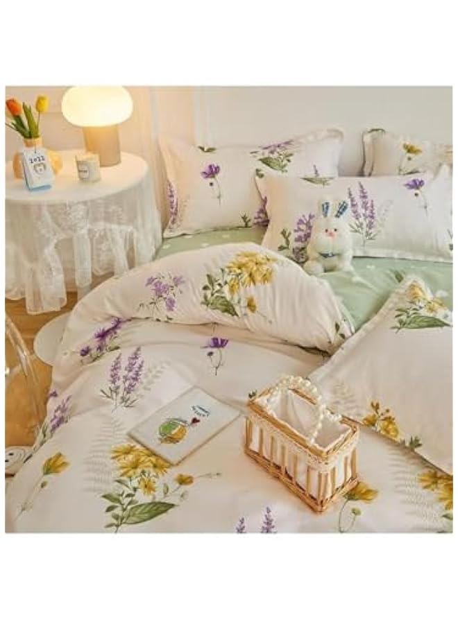 4-Pieces Bed Sheet Set, Aloe Cotton Soft Quilt Cover Set, Without Core, With 1Quilt Cover 200 * 230cm 1 Flat Sheet and 2 Pillowcases - Image 2