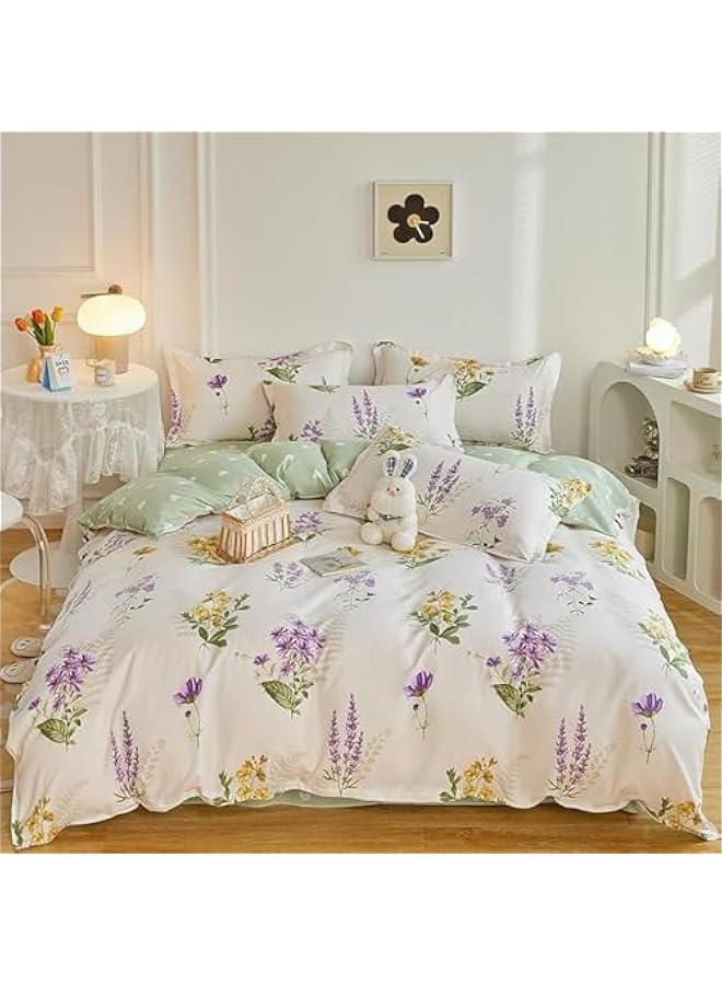 4-Pieces Bed Sheet Set, Aloe Cotton Soft Quilt Cover Set, Without Core, With 1Quilt Cover 200 * 230cm 1 Flat Sheet and 2 Pillowcases - Image 1