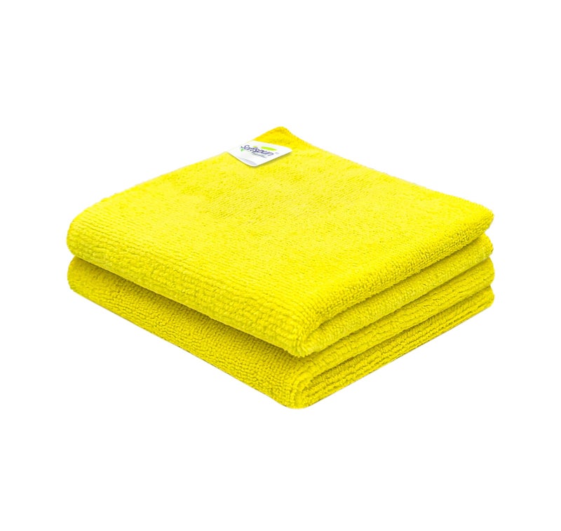 SOFTSPUN Microfiber Baby Hand & Face Wipes 30x30 Cms, 2 Piece Towel Set, 340 GSM (Yellow) Super Soft & Silky for Hand, Face and Body - Hypoallergenic Sensitive Skin Wipes & Washcloths. - Image 1