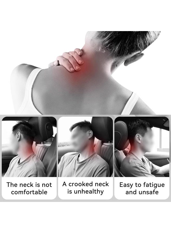 موب وسادة مسند رأس السيارة، قطعتان، وسادة دعم للرقبة من إسفنج الذاكرة، جلد صناعي قابل للتهوية، ملائمة لجميع أنواع مقاعد السيارة، لون بيج - Image 5