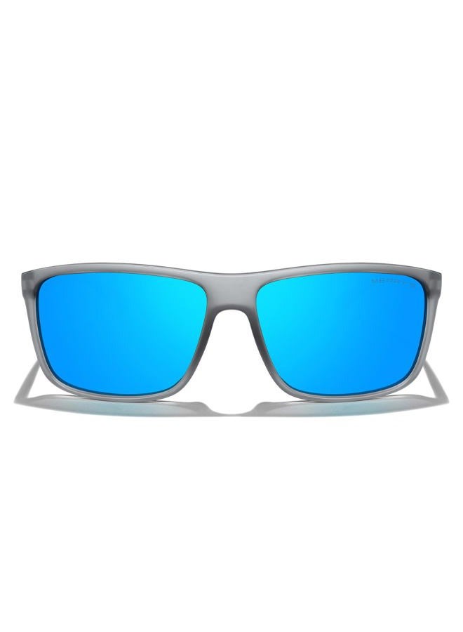 MERRY'S Rectangular Polarized Sports Sunglasses for Men Running Cycling Driving Fishing Women UV400 Protection S8225, Tra Gray Frame/Gray Metal/Blue Mirror Lens, Lens Width: 58 Millimeters - Image 2