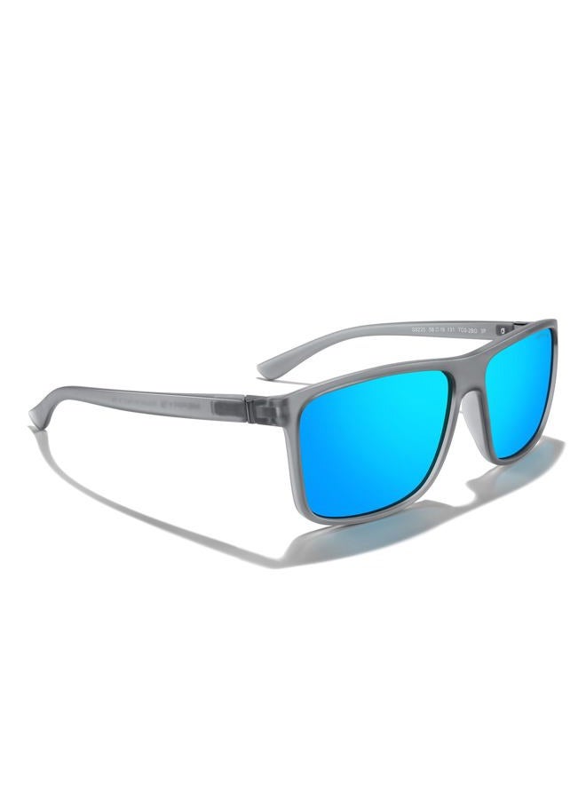 MERRY'S Rectangular Polarized Sports Sunglasses for Men Running Cycling Driving Fishing Women UV400 Protection S8225, Tra Gray Frame/Gray Metal/Blue Mirror Lens, Lens Width: 58 Millimeters - Image 5