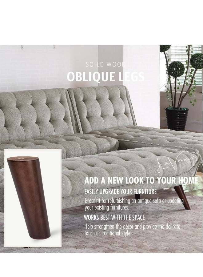 Wooden Furniture Legs, 4PCS Soild Wood Oblique Tapered Walnut Replacement Feet, Mounting Plate for Couch Sofa Cabinet TV Stand Armchair, 4 inch / 10cm - Image 2