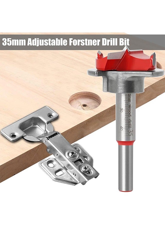 35mm Concealed Hinge Jig Kit - Adjustable Depth Carbide Forstner Drill Bit Hinge Boring Hole Saw Cutter with Door Hinges Drilling Guide for Cupboard Cabinet Door Hinge Installation  - Image 4
