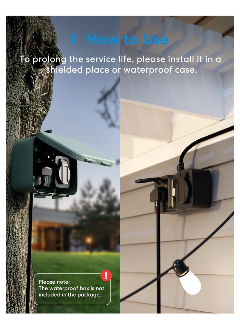 meross - Outdoor Smart Plug 13A IP44 WiFi Plug,Compatible with Apple HomeKit Alexa Google Assistant SmartThings,Voice Control 2 Grounded Heavy Duty Outlets - Image 1