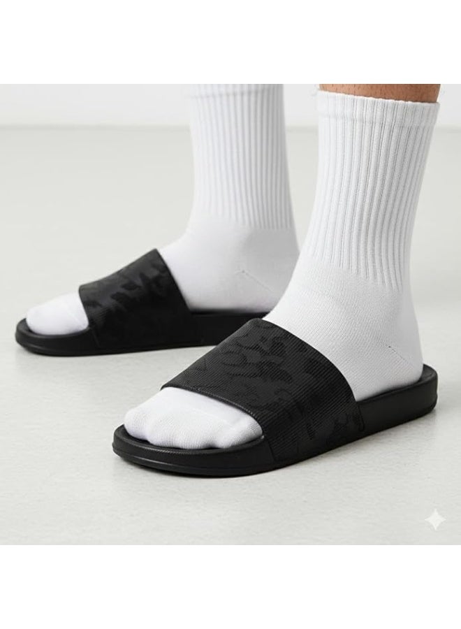Size: 40 Black Medical Slippers - Map Design - Comfortable Design - Lightweight Sole - Waterproof Rubber Material - Slippers for Men, Youth, Kids - Perfect for Home, Beach, Street - Image 2