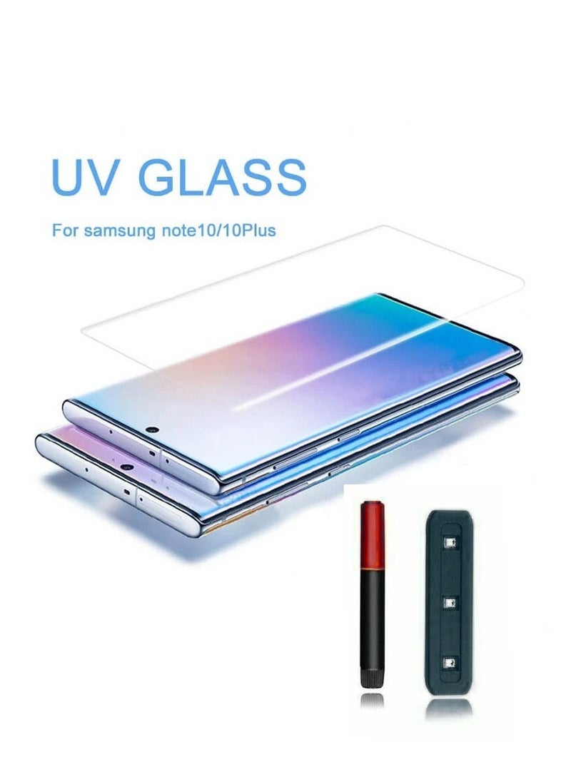 Bestsuit Galaxy Note 10 Plus Nano Optics Curved Liquid Full Glue Glass Protector with UV light Dryer Fingerprint unlock fast