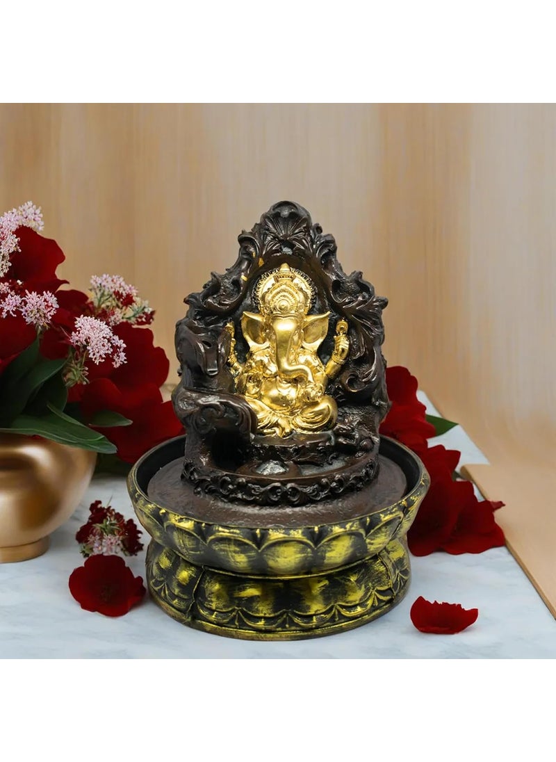 SPLICE SPLICE Polyresin Ganesha Tabletop Water Fountain with LED Lights Home and Office Decor Gift  - Image 1