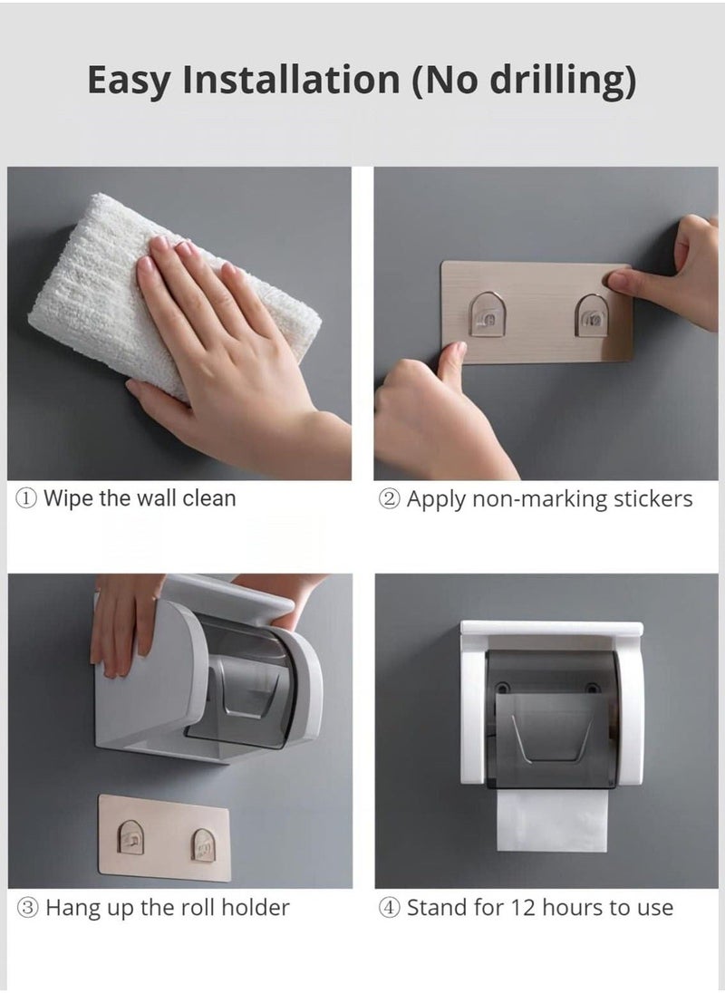 Self Adhesive Toilet Paper Holder with Shelf, Waterproof Toilet Paper Holder Wall Mount, Bathroom Toilet Paper Holder, Toilet Paper Roll Holder for Bathroom and Washroom, White - Image 5