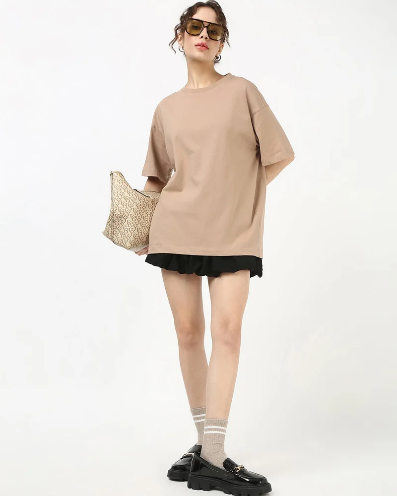 bewakoof  Women's Ginger Root Brown Oversized T-shirt for Women | Best Price UAE