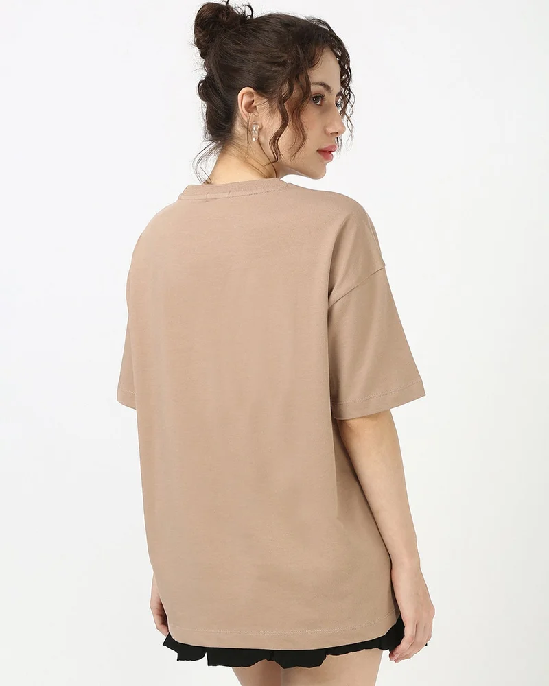 bewakoof  Women's Ginger Root Brown Oversized T-shirt for Women | Best Price UAE