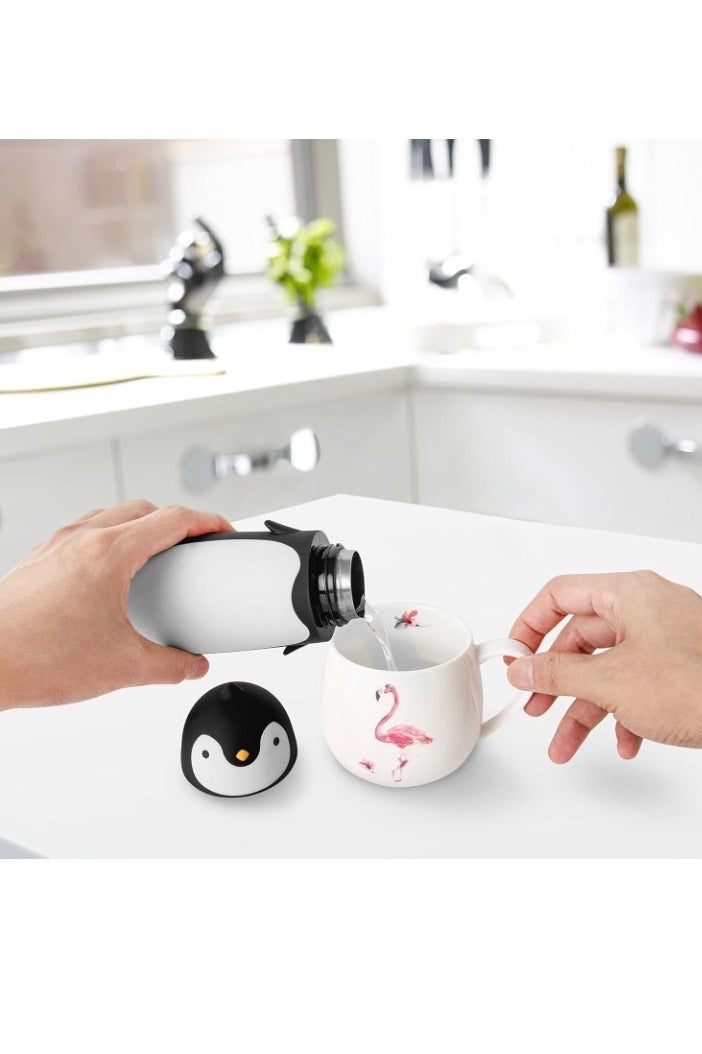 Coffee Flask, Stainless Steel Vacuum Insulated Travel Mug, Compact And Portable Penguin Shape Tumbler, Cartoon Thermos Cup For Coffee Tea Beverages, (1pc, Blue, 280ML) - Image 2