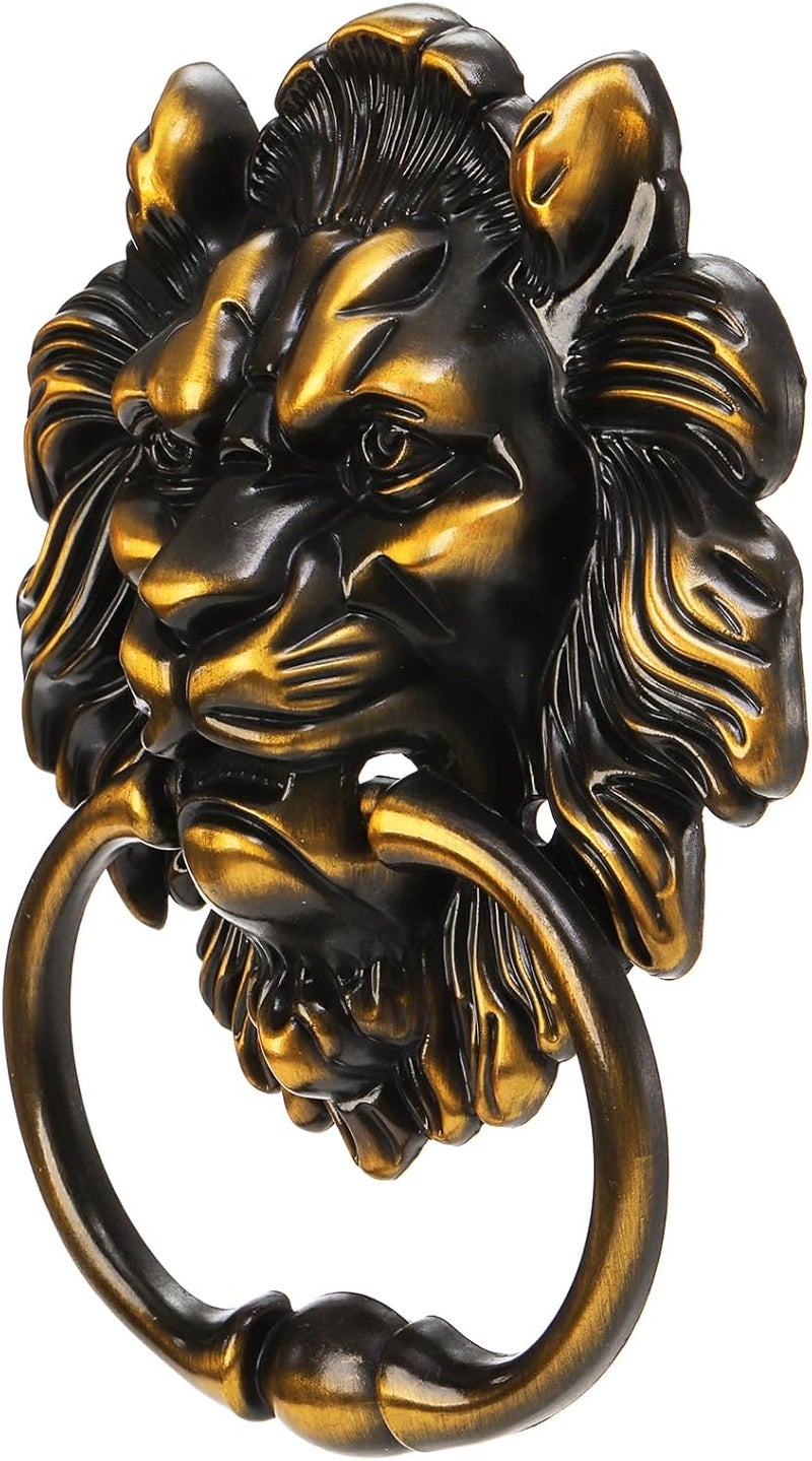 Youeon 2 Pcs Lion Head Door Knocker, 6 Inch Decorative Door & Gate Knocker with Mounting Screws, Antique Brass Door Knocker for Front Door, Cabinet - Image 4