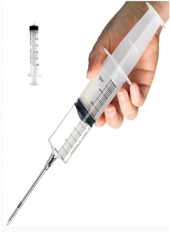 Spaceshoop Syringe Seasoning Injector 60 Ml, Kitchen Barbecue Chicken Meat Injectors, Seasoning Sauce Injector, Syringe, Marinade Sauce, Barbecue Injection Molding Needles, Smoker