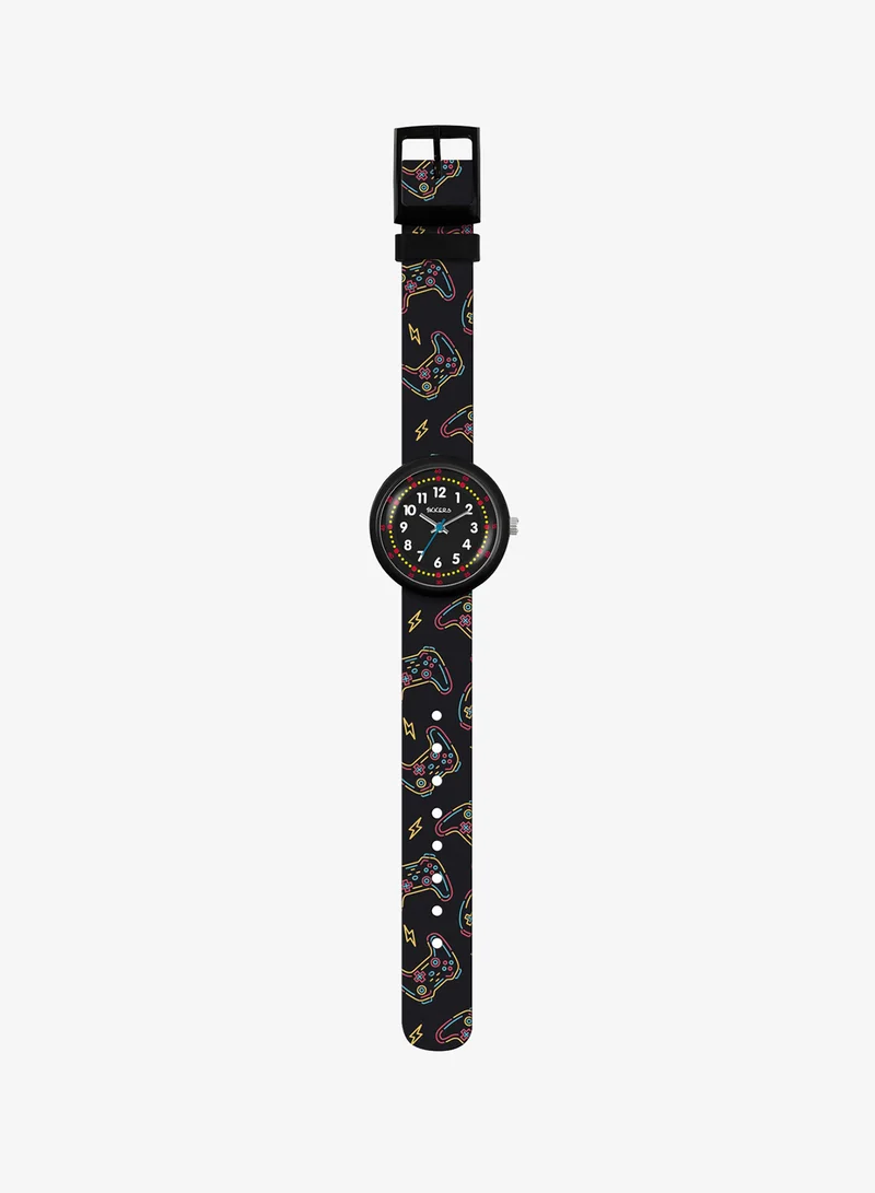 Tikkers Tikkers Black Printed Gamer Strap Watch - ATK1103