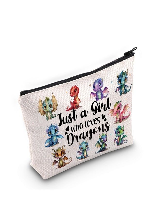 LEVLO Funny Dragon Cosmetic Make up Bag Animal Lover Gift Just A Girl Who Loves Dragons Makeup Zipper Pouch Bag Dragons Lover Gift Dragon Merch(Dragons) - Image 1