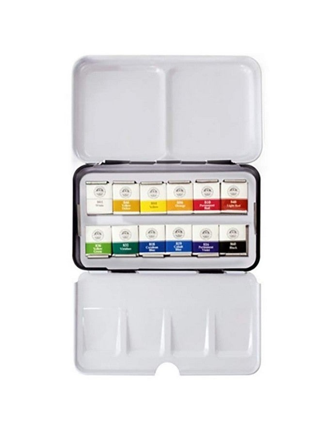 Mungyo Professional Half Pan Size Water Colors Set In Tin Case/Integral Mixing Palette In The Lid (12 Colors) - Image 1