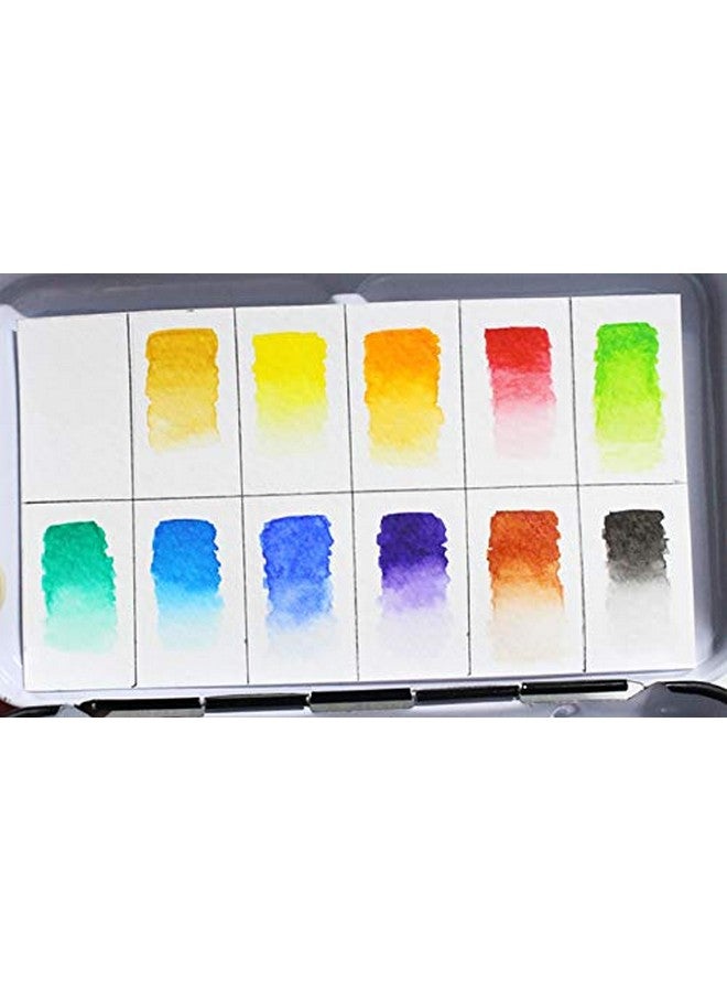 Mungyo Professional Half Pan Size Water Colors Set In Tin Case/Integral Mixing Palette In The Lid (12 Colors) - Image 5