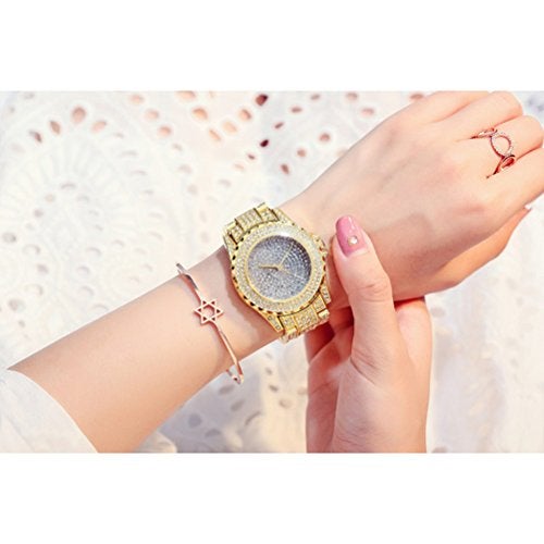 ARMRA Diamond Watch Iced Out Bling Rhinestone Gold Plated Silver Watch Stainless Steel Quartz Wrist Watches for Women Ladies Hip hop Men - Image 5
